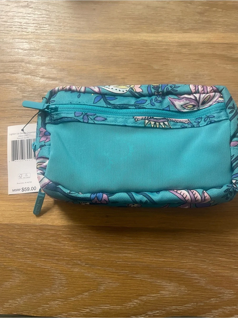 Vera Bradley Teal Floral Zip Cosmetic Case